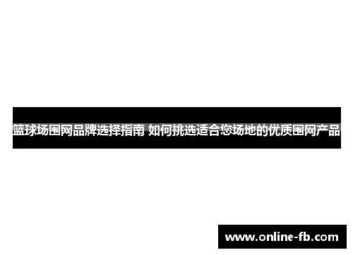 篮球场围网品牌选择指南 如何挑选适合您场地的优质围网产品